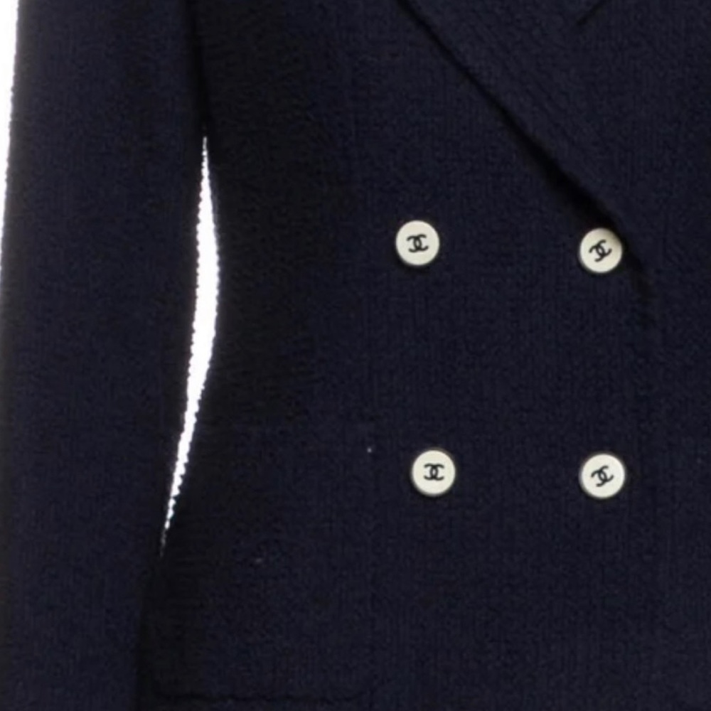 CHANEL Navy Blue Blazer with White Buttons - Picture 2 of 2
